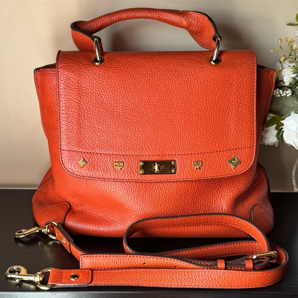 MCM Orange Top Handle Satchel